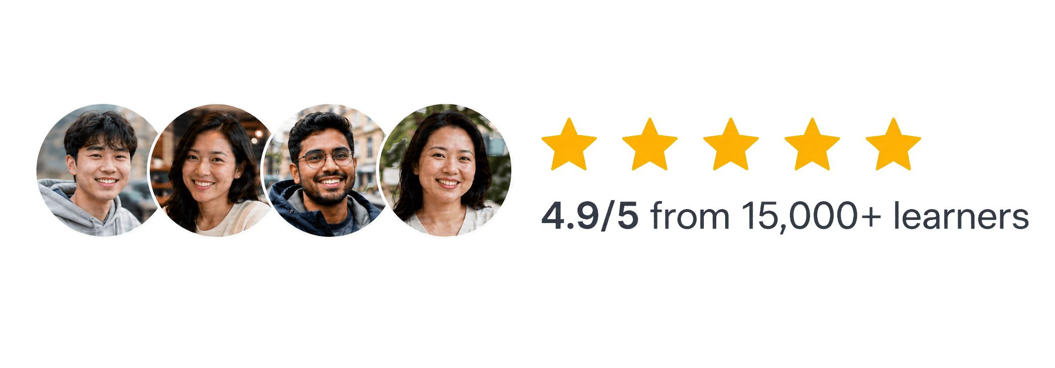 4.9 out of 5 from more than 15,000 learners